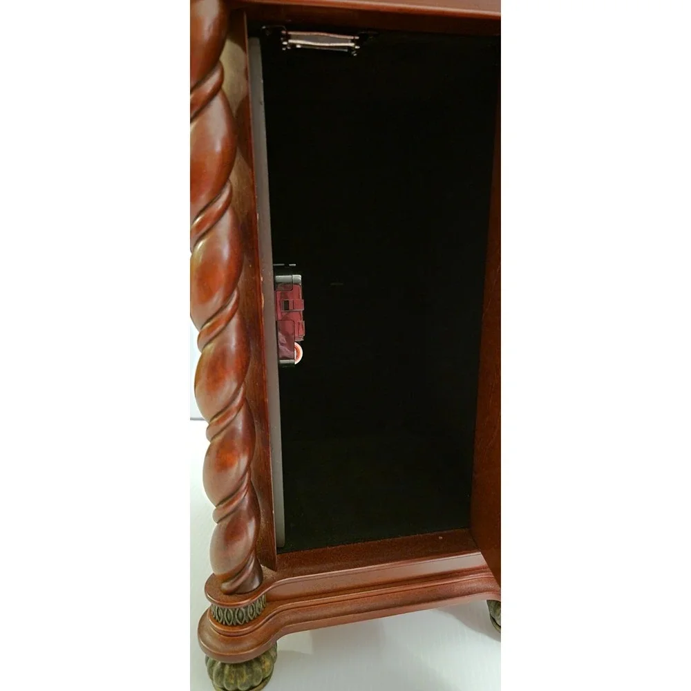 Vintage Cherry Wood Bombay Mantle Shelf Quartz Clock Hidden Storage Compartment